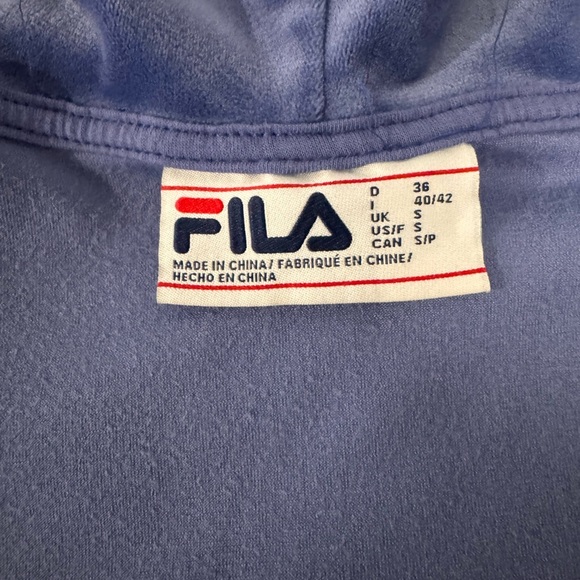 Fila Women's Blue Velour Hoodie - Picture 7 of 8